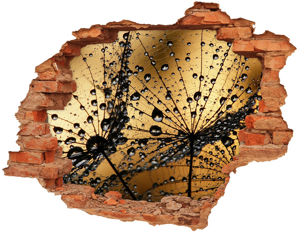 Wandbilder 3D Mauerdurchbruch Tropfen auf den Blättern