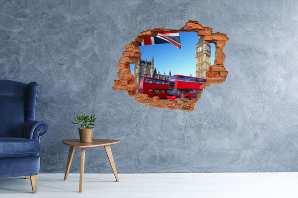 Wandtattoos Loch Londoner Skyline mit einem roten Bus