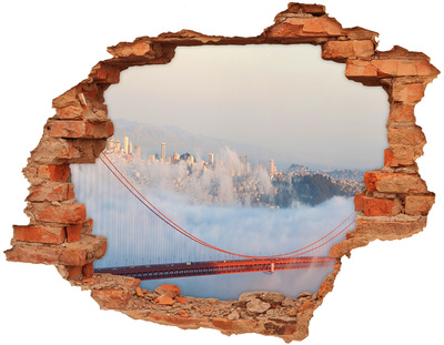 3D Loch Aufkleber Golden Gate Bridge in den Wolken