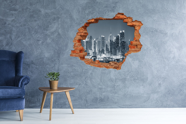 Wandtattoos 3D Optik Loch New Yorker Skyline bei Nacht