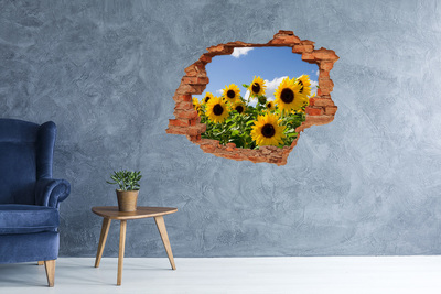 Wandtattoos Loch in der Wand Sonnenblumen im Tageslicht
