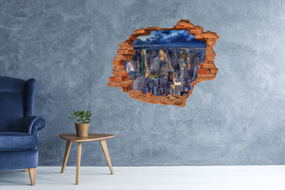 3D Loch Aufkleber New Yorker Skyline bei Nacht