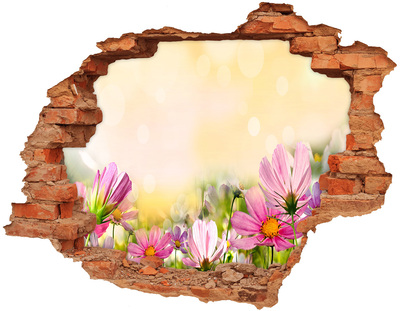 Wandtattoos Loch Eine Blumenlandschaft hinter einem Loch in der Wand