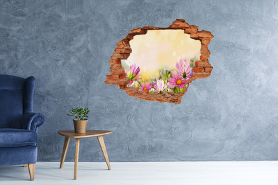Wandtattoos Loch Eine Blumenlandschaft hinter einem Loch in der Wand