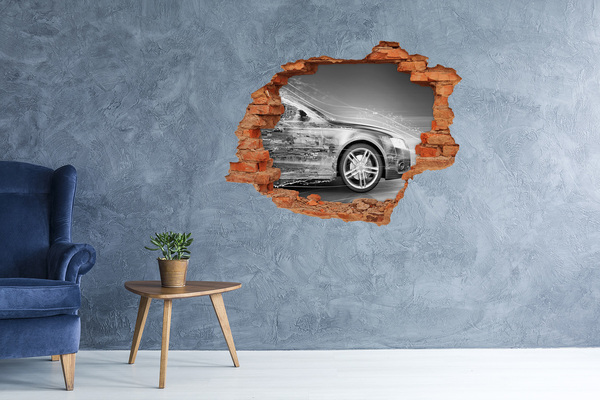 Wandtattoos 3D Optik Loch Ein Auto durchbricht eine Wand