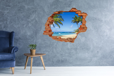 3D Loch Aufkleber Karibischer Strand durch ein Loch in der Wand