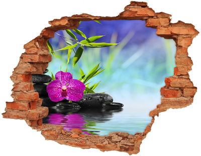 Wandtattoos 3D Optik Loch Eine Oase der Ruhe mit einer Orchidee