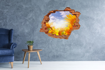 3D Loch Aufkleber Sonnenblumen im Sonnenlicht