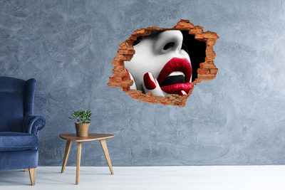 Wandtattoos 3D Optik Loch Sinnliche Lippen aus Beton