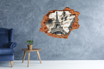 Wandtattoos Loch in der Wand Der Eiffelturm in den Wolken