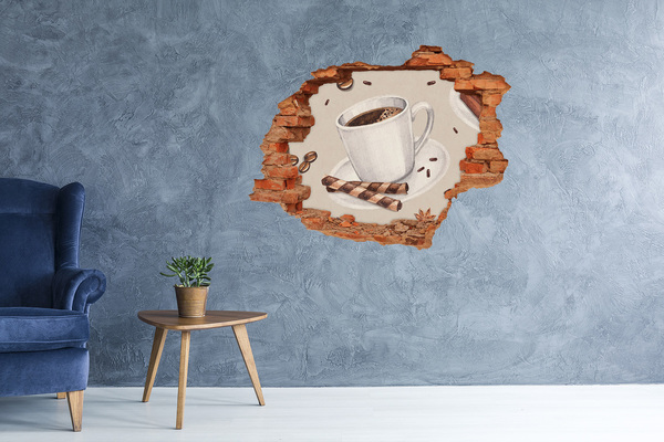 Wandtattoos 3D Optik Loch Kaffee mit Keksen