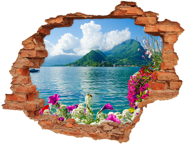 Wandtattoos 3D Optik Loch Berglandschaft am See