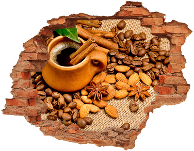 Wandbilder 3D Mauerdurchbruch Ein Kaffeegenuss in einem kleinen, unscheinbaren Café