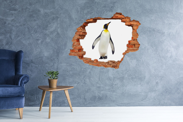 Wandtattoos 3D Optik Loch Pinguin in einem Loch in der Wand