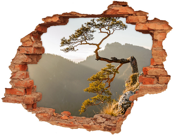 Wandtattoos 3D Optik Loch Berglandschaft mit einem Baum