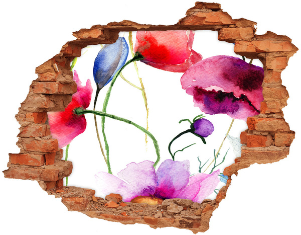 Wandtattoos Loch in der Wand Blumenlandschaft durch ein Loch in der Wand