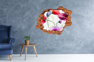 Wandtattoos Loch in der Wand Blumenlandschaft durch ein Loch in der Wand