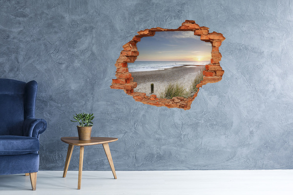 3D Loch Aufkleber Blick auf den Strand bei Sonnenuntergang