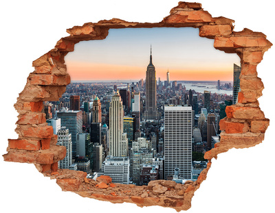 3D Loch Aufkleber New York bei Sonnenuntergang