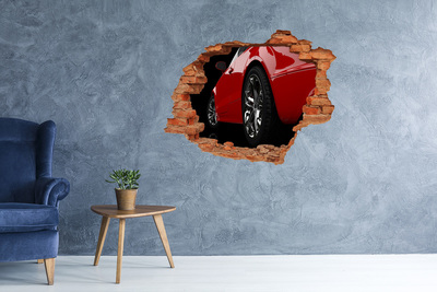 Wandbilder 3D Mauerdurchbruch Ein rotes Auto durch ein Loch in der Wand