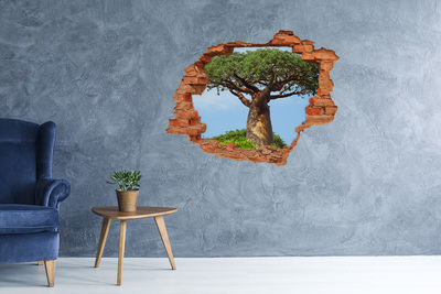 Wandtattoos 3D Optik Loch Baobab in einem Loch in der Wand