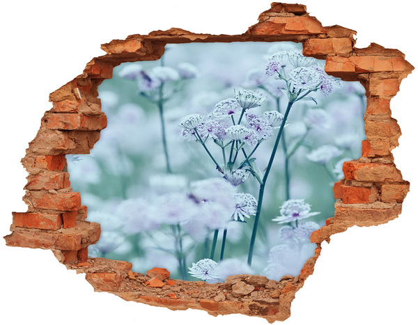 3D Loch Aufkleber Blumen zwischen der zerstörten Mauer