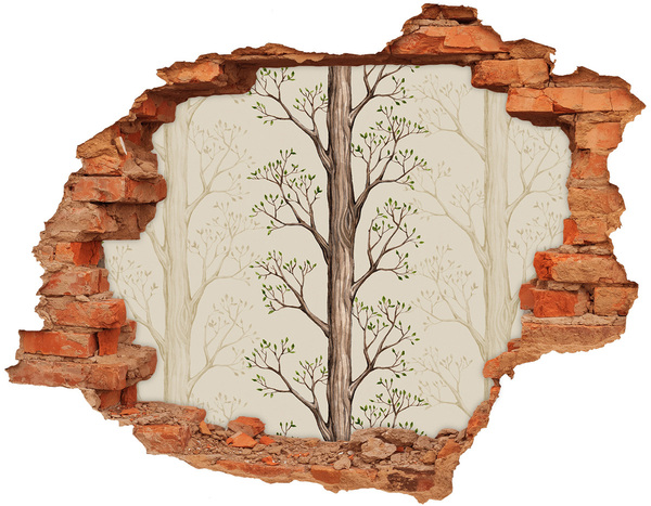 Wandtattoos 3D Optik Loch Zerbrochene Mauer mit einem Baum