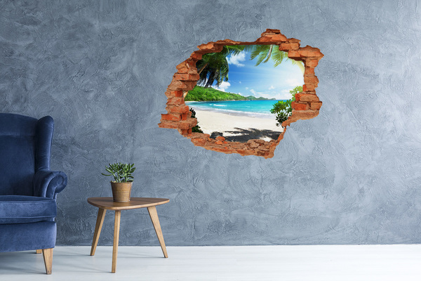 3D Loch Aufkleber Karibischer Strand durch ein Loch in der Wand