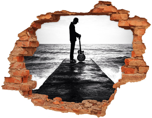 Wandtattoos 3D Optik Loch Musiker auf dem Pier