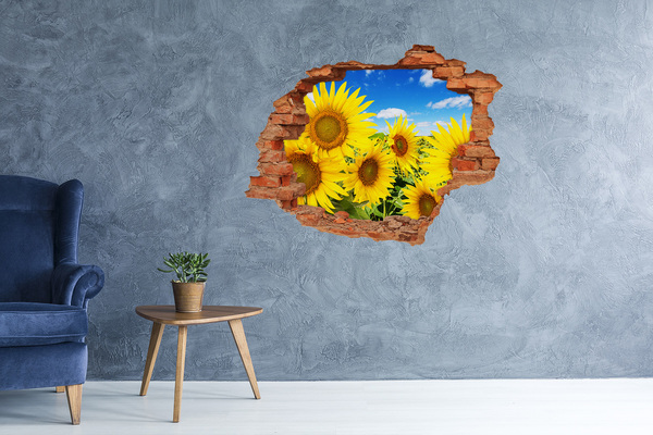 3D Loch Aufkleber Ein Blumenparadies mit Sonnenblumen