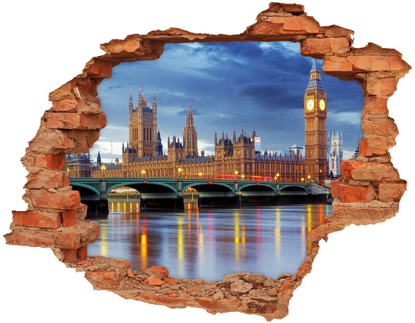 Wandbilder 3D Mauerdurchbruch Blick auf London