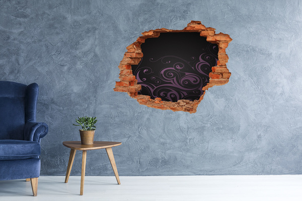 Wandtattoos Loch in der Wand Lila Muster auf schwarzem Hintergrund