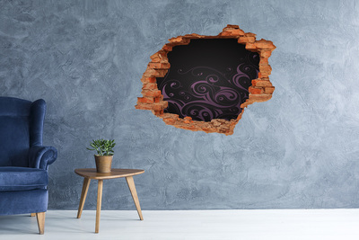 Wandtattoos Loch in der Wand Lila Muster auf schwarzem Hintergrund