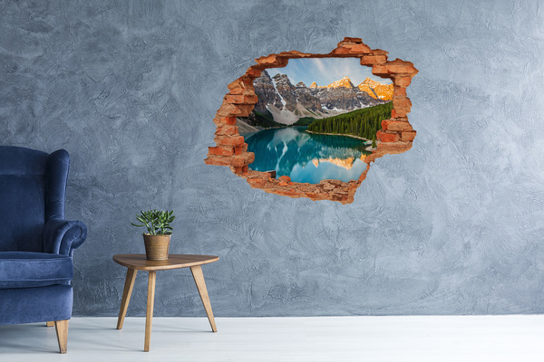3D Loch Aufkleber Bergsee im Tal