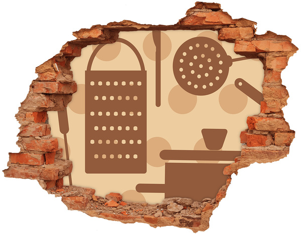 Wandtattoos 3D Optik Loch Interieur mit Retro-Motiv