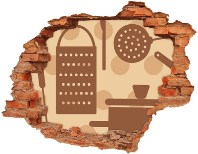 Wandtattoos 3D Optik Loch Interieur mit Retro-Motiv