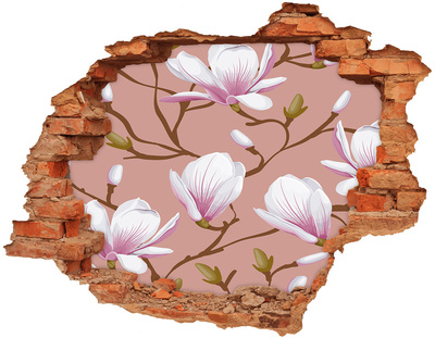 Wandbilder 3D Mauerdurchbruch Blumenmotiv an der Wand