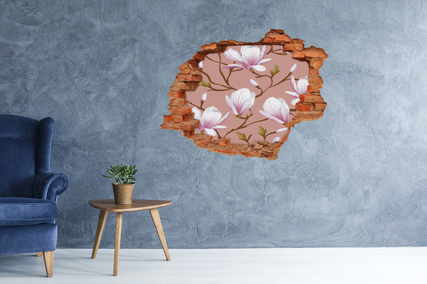 Wandbilder 3D Mauerdurchbruch Blumenmotiv an der Wand