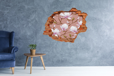Wandbilder 3D Mauerdurchbruch Blumenmotiv an der Wand