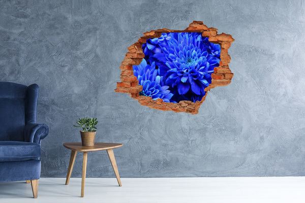 Wandbilder 3D Mauerdurchbruch Blaue Blume in einem Loch in der Wand
