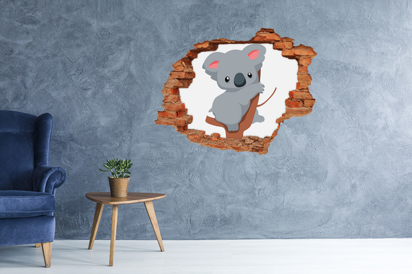 Wandtattoos 3D Optik Loch Koala in einem Loch in der Wand