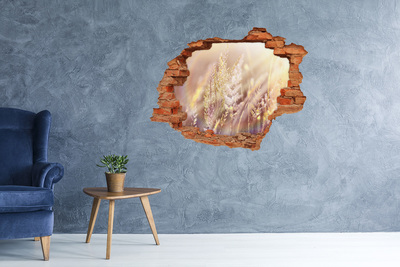 Wandtattoos Loch Blumenwiese hinter der Mauer