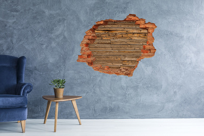 Wandtattoos Loch in der Wand Eine beschädigte Mauer mit Holzplanken