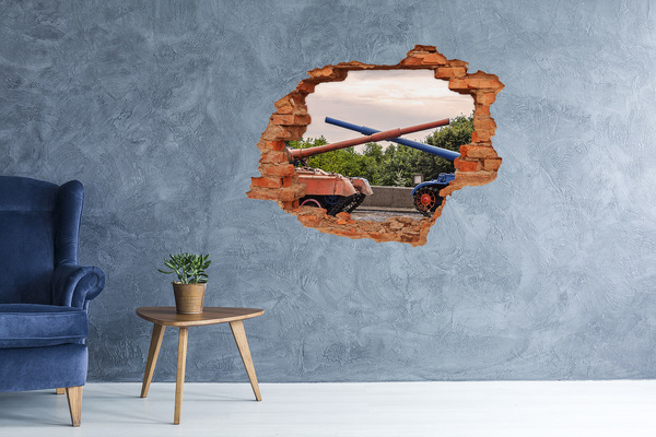 3D Loch Aufkleber Panzerschlacht in den Ruinen