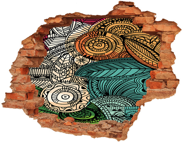 3D Loch Aufkleber Farbenfrohe Muster auf Steingrund