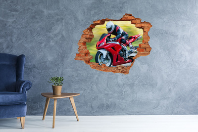 Wandtattoos 3D Optik Loch Motorrad in Aktion
