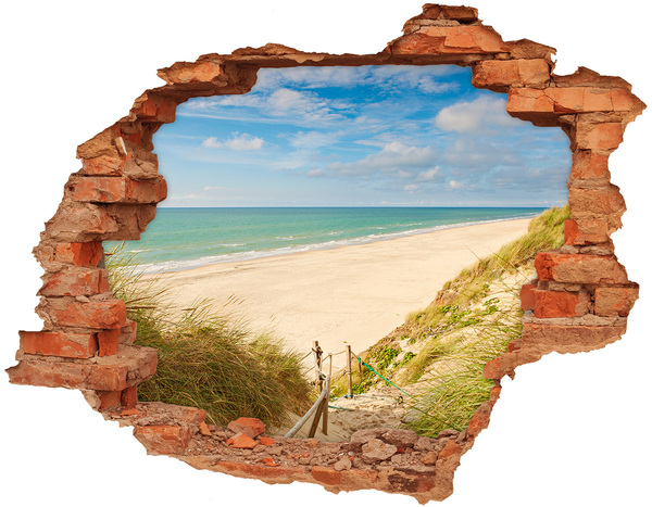 Wandbilder 3D Mauerdurchbruch Karibischer Strand durch ein Loch in der Wand