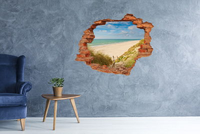 Wandbilder 3D Mauerdurchbruch Karibischer Strand durch ein Loch in der Wand