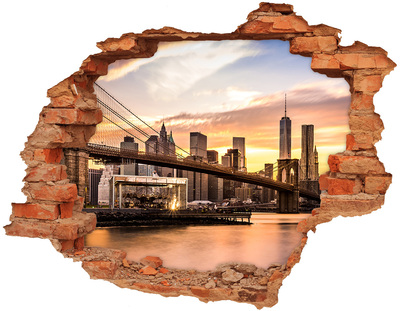 Wandtattoos 3D Optik Loch Brooklyn Bridge bei Sonnenuntergang