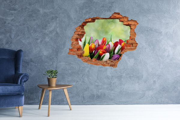 Wandtattoos 3D Optik Loch Ein Blumenparadies hinter der Mauer